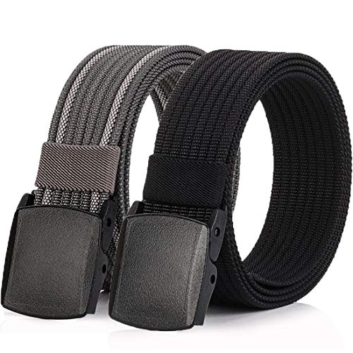 2 Pack Nylon Belt Outdoor Non-Metal Mens Military Web 1.5