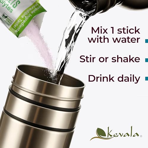 Image of kevala Electrolytes Powder Packets | Sugar Free Drink Mix Packets with Prebiotics, Potassium & Salt Electrolytes | Keto Hydration Packets | Rehydration Support | 1 Pack (30 Sticks)