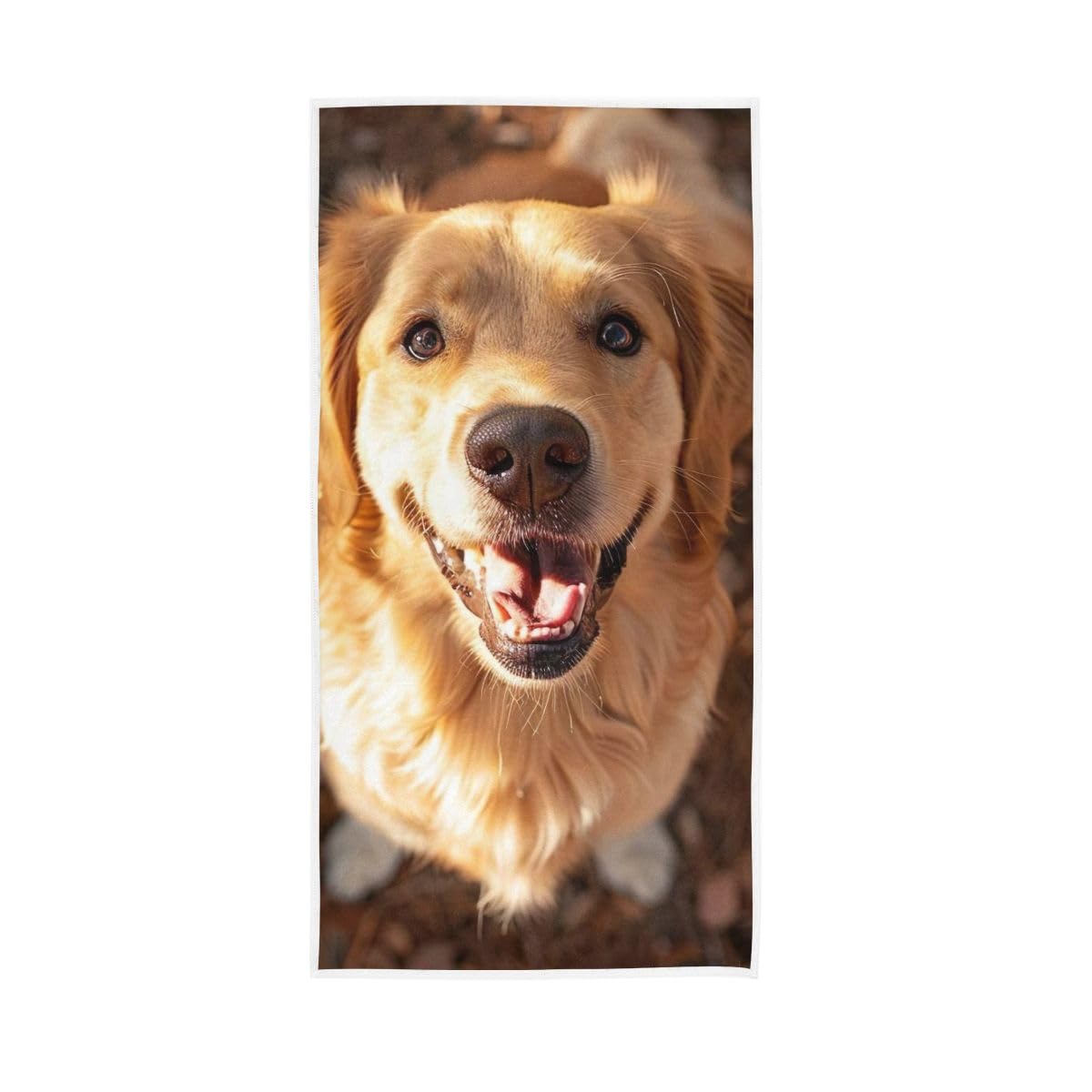 HUYGD Smiling Golden Retriever Hand Towel, Absorbent Towels for Bathroom, Gym, Hotel, Spa 15 x 30 Inches