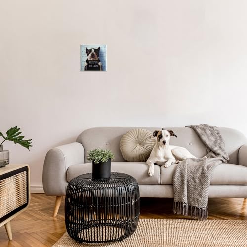 Image of Stupell Industries Funny Boston Terrier Dog Jail Convicted Police, Design by Lucia Heffernan