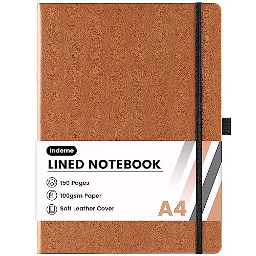 Cuaderno A4, cuaderno A4 con 144 páginas de papel premium, piel sintética, escritura clásica, cuaderno A4, 21,2 x 29,1 cm, tapa dura, color marrón