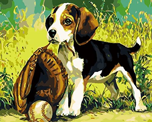 Peinture à broder au diamant chiot de baseball strass cristal kit adultes 30x40