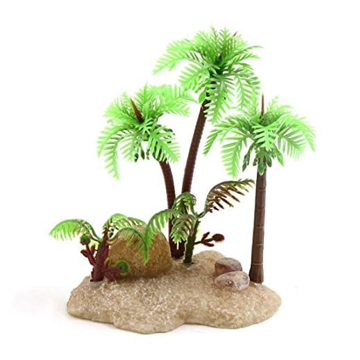 DyniLao Grön plast kokosnöt palm terarium växt universell dekoration för reptiler och amfibier