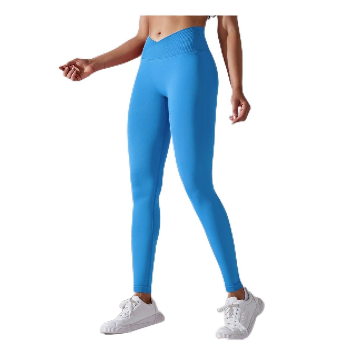 Crossover Talia Damskie Legginsy Do Jogi HIPS Podnoszenie Siłowni Legginsy Bezszwowe Spodnie Sportowe Wysoka Talia Fitness Legginsy Treningowe Bieganie