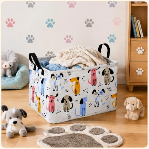 Image of Rectangular Cute Dog Storage Bin,Puppy Basket for Kids,Toy Laundry Hamper,Pet Nursery Gifts,Puppy basket with Handles, Boys and Girls Room Decor