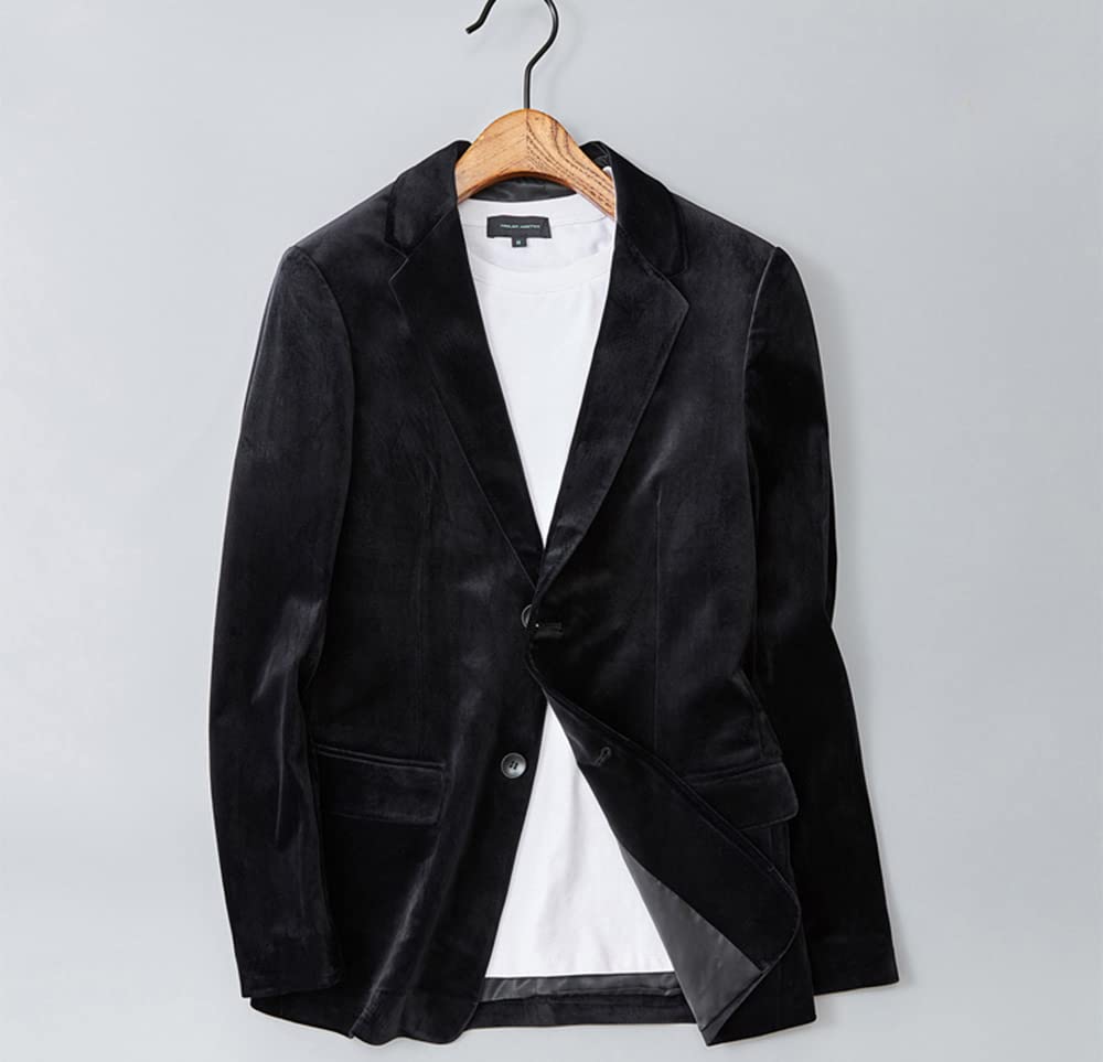 Uomo Due Pezzi Vestito Giacca di Velluto e Solido Pantaloni Casual Smoking