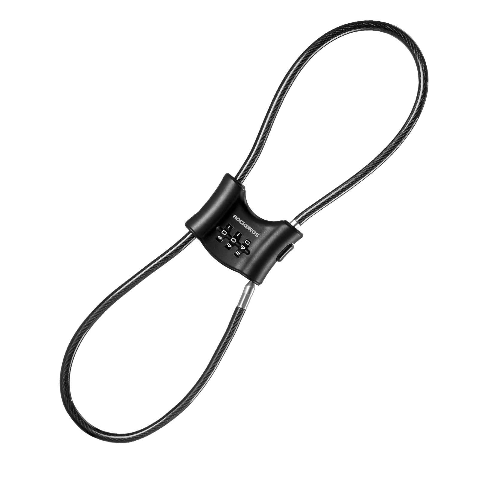 ROCKBROS Bicycle Lock with 5.5 mm Steel Cable, Cable Lock Combination Steel Cable Double Ring, Secure Locker for Bike, E-Bike, Scooter, Pram, Ski and Helmet, Black