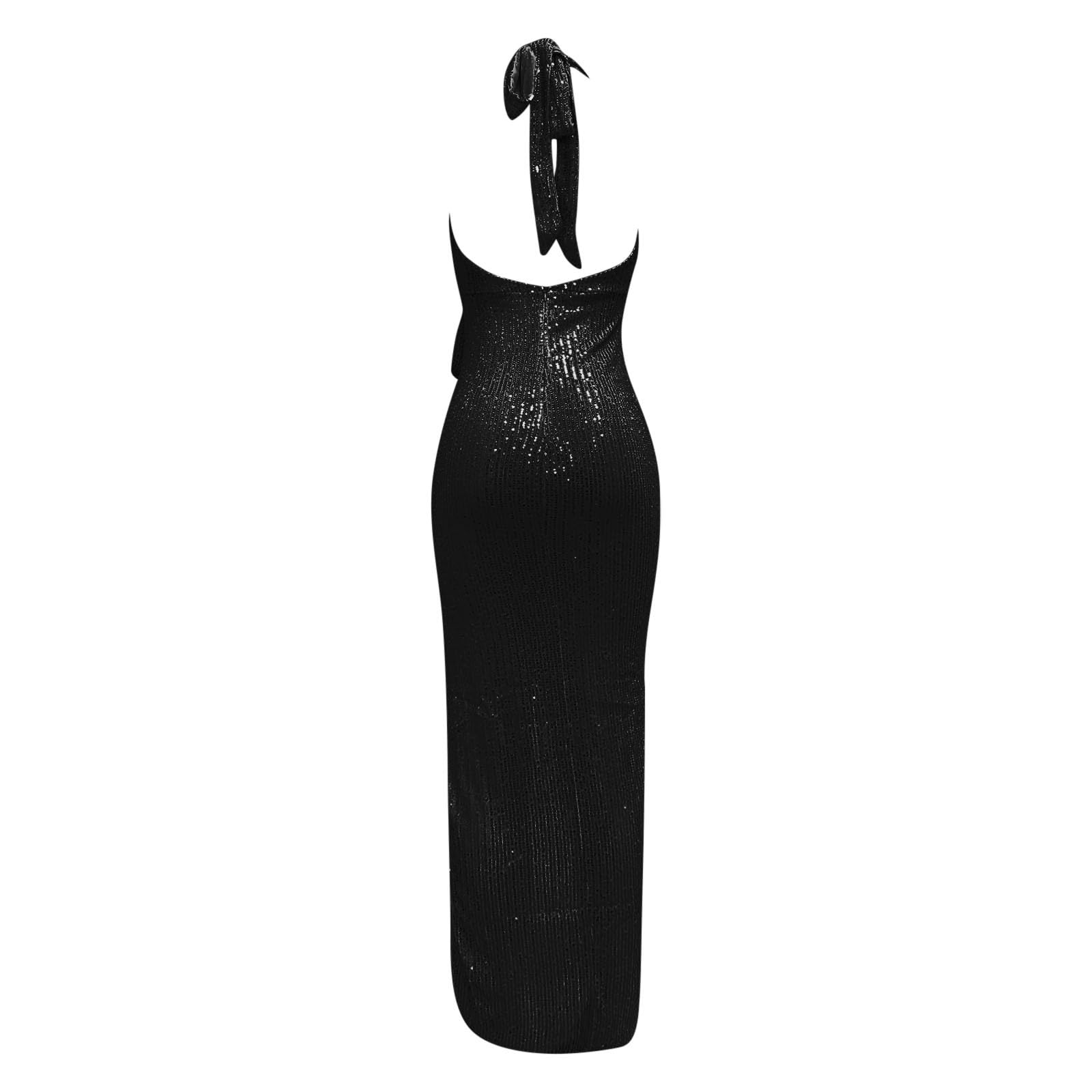 Elegante Vestido de Noche con Hombros al Descubierto y Detalles de Lentejuelas para Eventos y Ocasiones Festivas