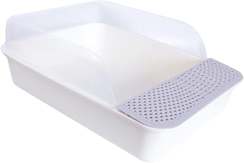 Bandeja de arena para gatos con parte superior abierta, fácil limpieza, con caja de arena resistente de alta cara para gatos, suministros de
