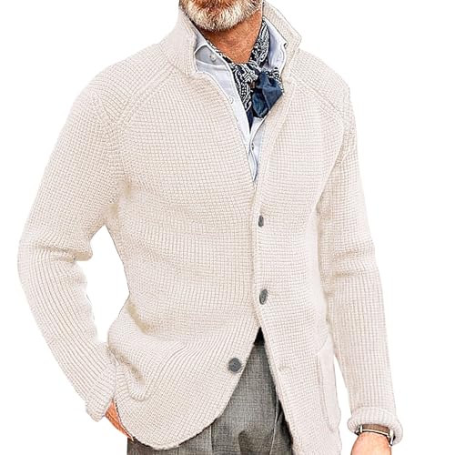 Mens Sweater Blazer Knitted Cardigan Shawl Collar Button Blazer Cardigans Slim Fit Cable Knit Button up Sweater