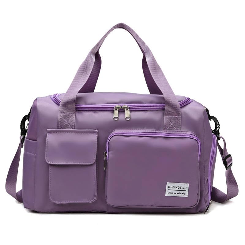 Bolsa de Deporte Hombre Mujer | Bolsa de Viaje Gimnasio | Bolsa Deportiva Impermeable para Sport y Fitness | Bolsa Unisex con Compartimentos Separados, Asas Reforzadas y Correa Ajustable, Color Lila