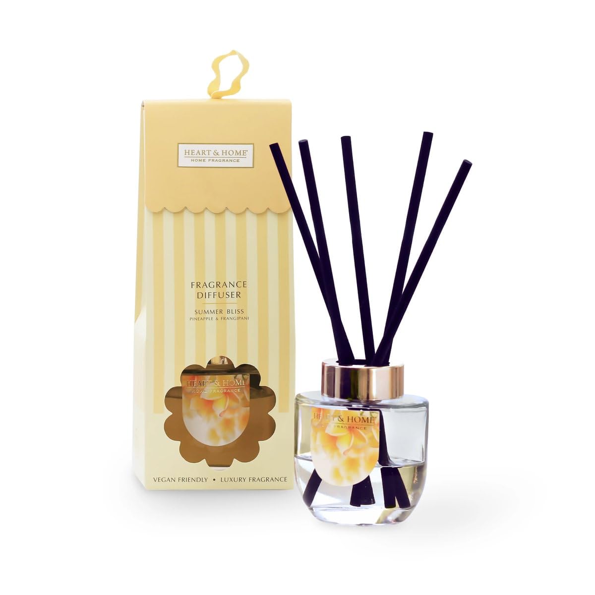 Heart & Home Scented Reed Diffuser 70ml SUMMER BLISS Pineapple & Frangipani