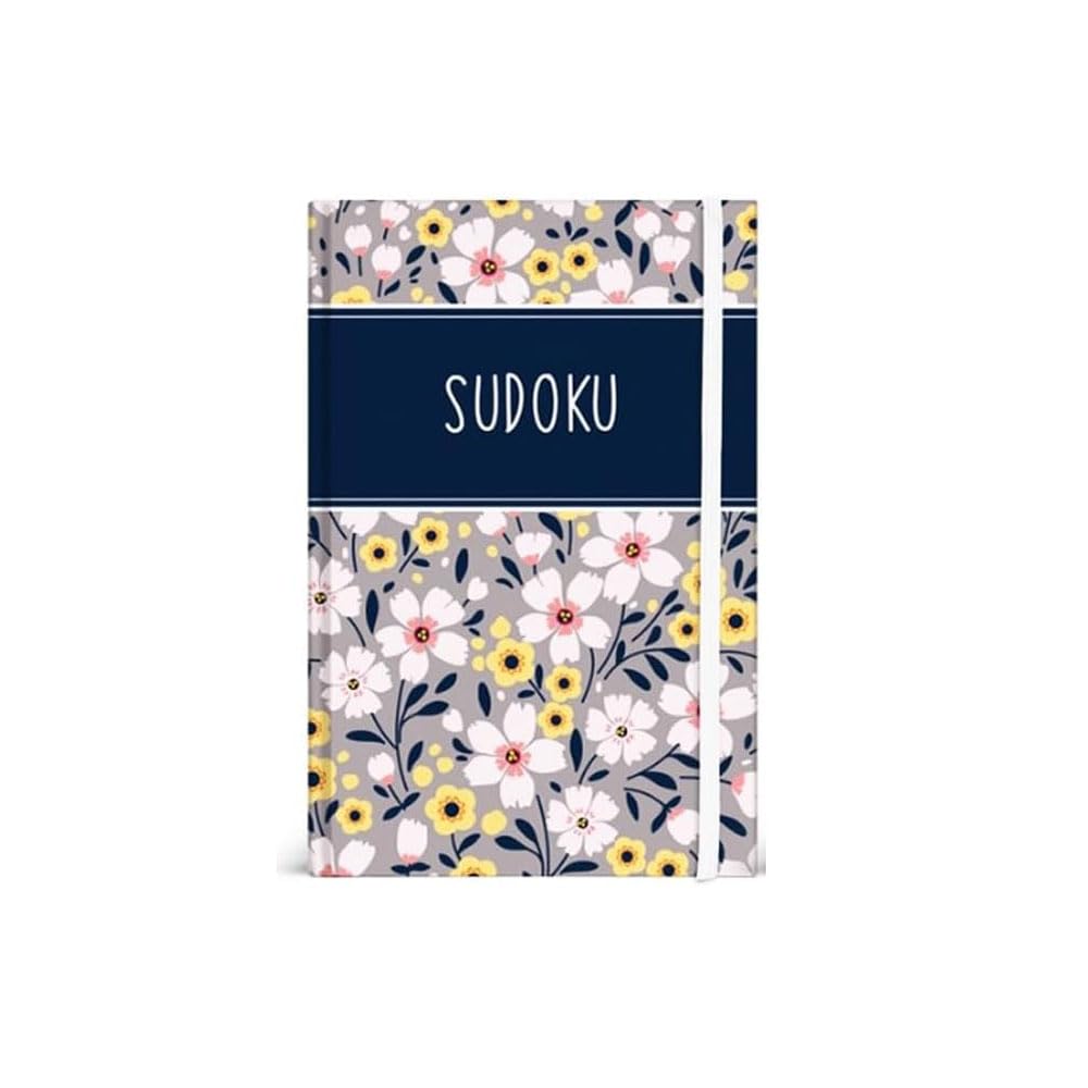 Sixstore - Juego de 2 libros de viaje de bolsillo A6, sudoku y crucigramas, tamaño 15 x 10,5 cm con banda elástica, floral