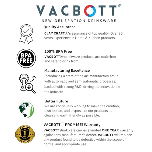 Image of Clay Craft Vacbott Melissa Classic Double Walled|18 Hours Hot and 24 Hours Cold Vacuum Insulated Flask 860ml 2 Pcs Steel Bottles for Travelling|BPA-Free|Leak Proof|BIS Certified|1Year Limited Warranty