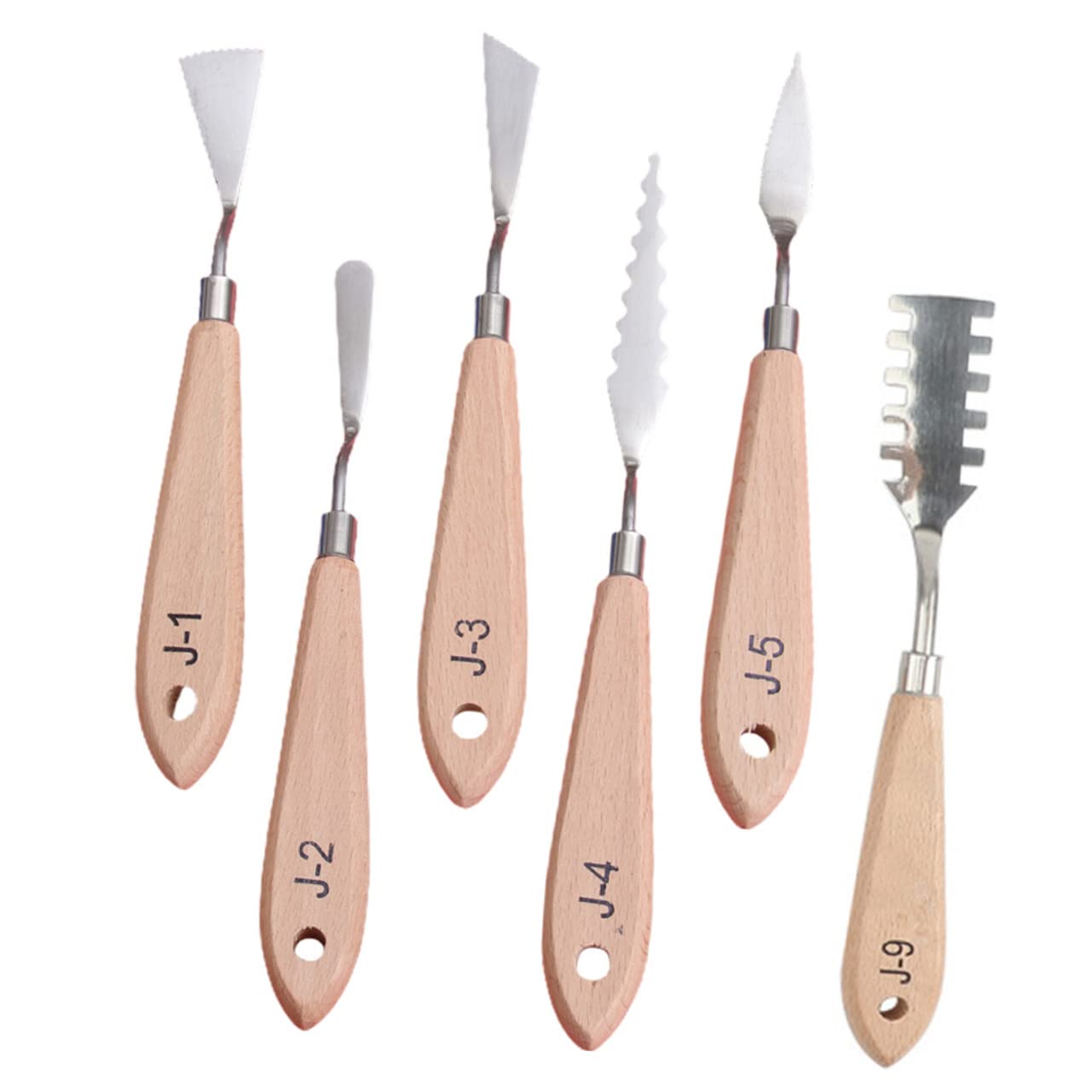 GLSTOY Oil Painting Knife Combination 6pcs Set Stainless Steel Wood Handle Perfect for Art Craft