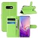 Produktbild Kihying Hülle für Samsung Galaxy S10e Hülle Schutzhülle PU Leder Flip Wallet Fashion Geschäft HandyHülle (Grün - JFC06)