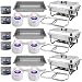 Chafing Dish Buffet Set w/Fuel - Folding Frame + Water Pan + Food Pan (8 qt) + 6 Fuel Holders + 6 Fuel Cans - 3 Full Warmer Kit, Stainless Steel Construction