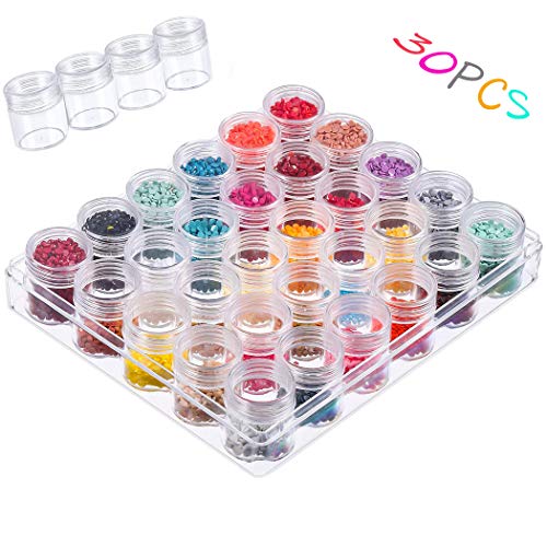 Dorakitten Caja de Almacenamiento Caja de Pintura de Diamantes, 30 PCS Joyero Transparente Mini Caja de Bordado de Diamante Almacenamiento de Cuentas - PortáTil
