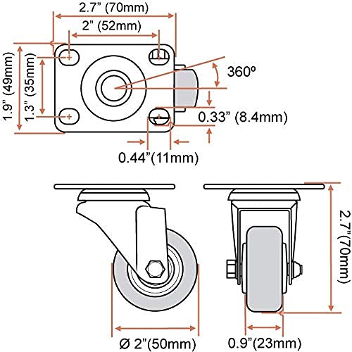 Online Best Service 11585-X4 Swivel Caster Wheels Rubber Base With Top Plate & Bearing Heavy Duty thumb #1