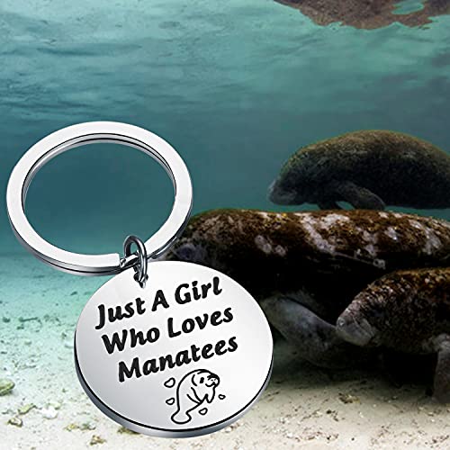 FEELMEM Manatee Jewelry Just A Girl Who Loves Manatees Keychain Manatee Lover Gifts Tropical Manatee Sea Cow Gift4