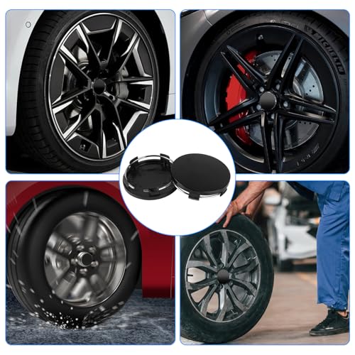 4 Stück Nabendeckel 60mm, Radnabendeckel, Universal Radnabenkappen, Felgenkappen - Radkappen, ABS Schwarz Nabenkappen Kompatibel mit VW Audi Radnabenabdeckung, Auto Zubehör(OD 60mm ID 56mm)