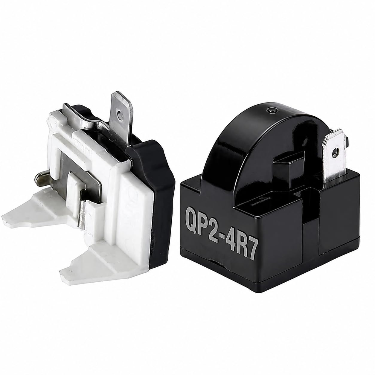 Photo 1 of 1Pcs QP2-4R7 1Pin 4.7 Ohm Refrigerator Starter/Start Relay for Vissani Danby Compressor Relay and 1Pcs Refrigerator Overload Protector 1/2HP?2 Pieces in Total