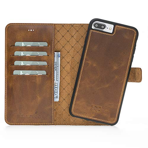 Best Cyber Deals 🔥 Slim Magic Wallet Case for iPhone 7 Plus, iPhone 8 Plus  Multifunctional Handcrafted Genuine Premium Leather Case with Magnetic Flip & Three Card Slots and a Bill Pocket & Lightweight Frame (Tan)