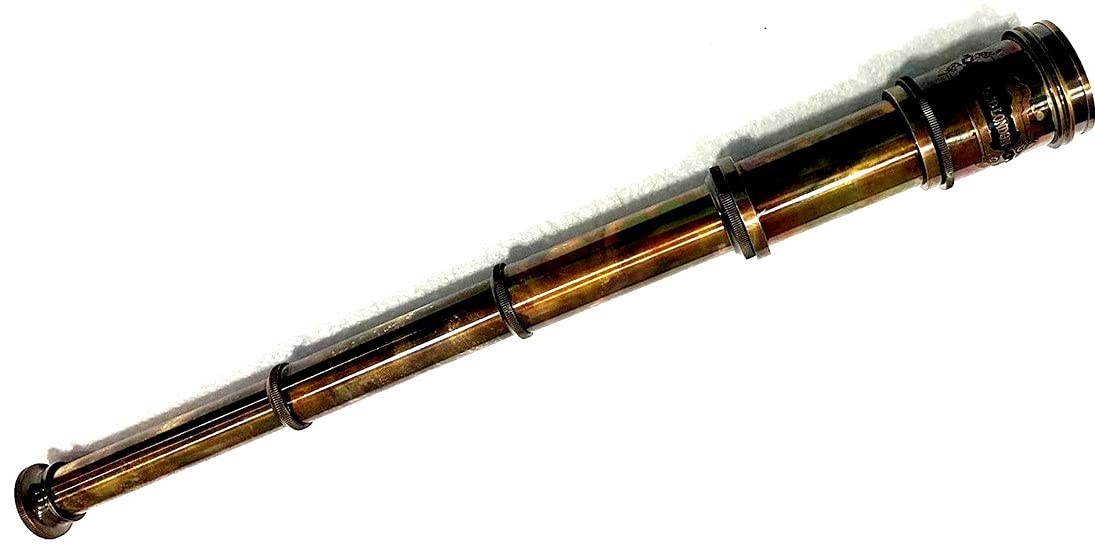 Telescopio de latón de estilo vintage con funda de cuero, colección Lord London 1920, acabado antiguo