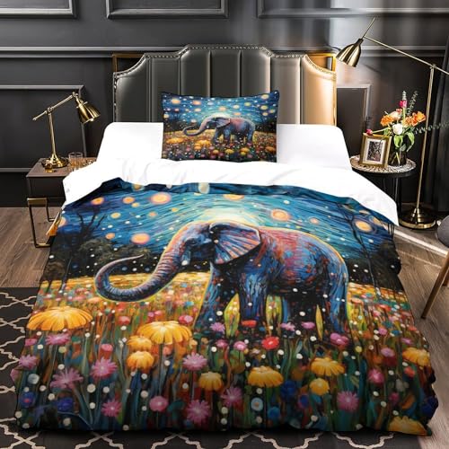 Housse de couette fermeture éclair 135x200 parure lit simple microfibre imprimée - 3
