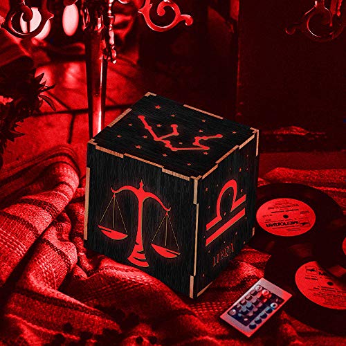 Preisvergleich Produktbild LED Nachtlicht Nachttischlampe Dekorative Holzlaterne Neuheit Nachtlampe, Sternzeichen Waage