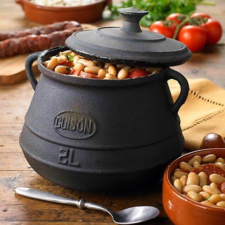 Guison Enamelled Cast Iron Cooking Pot, 2L, Black, 30 x 30 x 30 cm