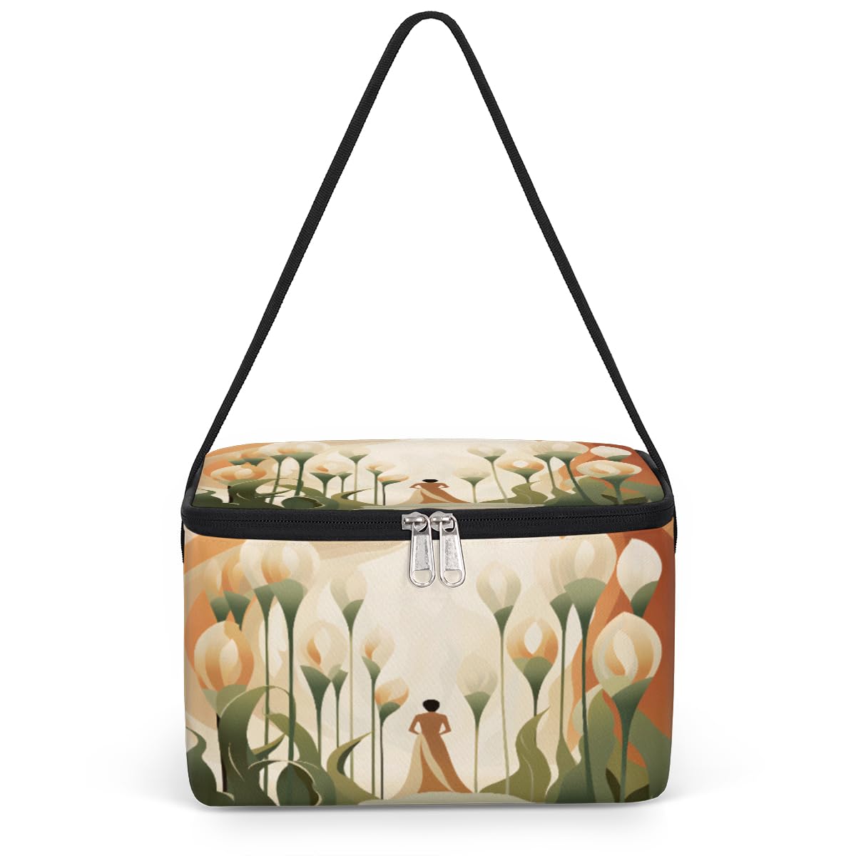 GzLeyigou Womens with Flowers Lunch Bags for Women Men 9 Cans, Hot & Cold Food Delivery Bag Insulated Grocery Bag Insulated Lunch Box Floral Cooler Bag for Office Work Picnic Beach