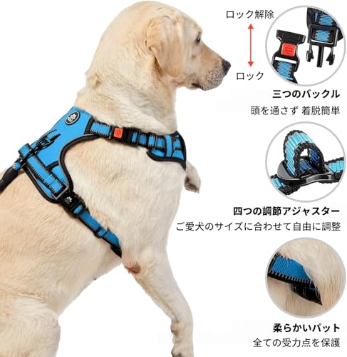 Image of NESTROAD Dog Harness, Dog Harness and Lead Set, For Small /Medium /Large Dogs, Easy to Put On and Take Off, Adjustable, Night Reflective, Breathable, Mesh, Won't Fall Out, Walking, Assistance, Training
