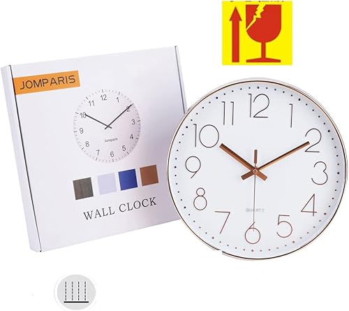 Miniatura 9 de jomparis - Reloj de pared negro de 10 pulgadas, funciona con pilas, silencioso y sin hacer tictac, de estilo clásico para el hogar, oficina,