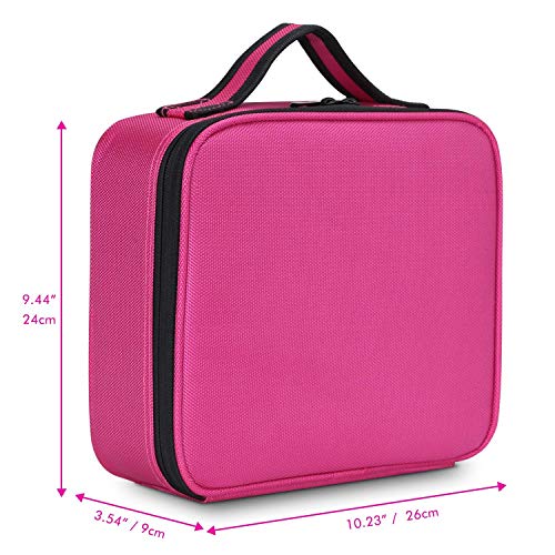 Image of SHAMAX Professional Makeup Case Organizer Bag for Women, Travel Cosmetic Kit Vanity Box with Adjustable Dividers, Portable Beauty Makeup Organiser & Cosmetic Travel Pouch | (Rose Pink)