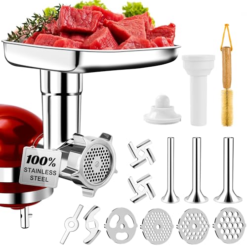 100% Polished Stainless Steel Meat Grinder Attachment for...