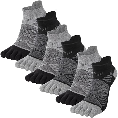 Image of Womens Toe Socks Cotton Athletic Running Socks No Show Five Finger Sports Arch Support Ankle Socks 6 Pack