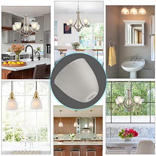 Image of Giluta 4 Pack Bell Shaped Glass Shade Frosted Light Fixture Shades Replacement for Ceiling Fan Light Wall Light,Lipless with 1-5 /8-inch Fitter Opening