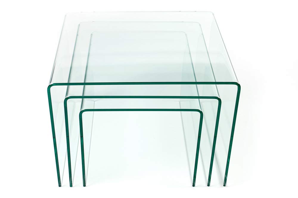 invicta INTERIOR 3er Set Glas Couchtisch FANTOME 60cm Beistelltische transparent Glastisch Tische
