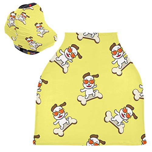かわいい犬のパグの骨ベビーカーシートカバーキャノピー伸縮性看護カバー幼児用母乳の男の子の女の子のための通気性防風冬のスカーフ