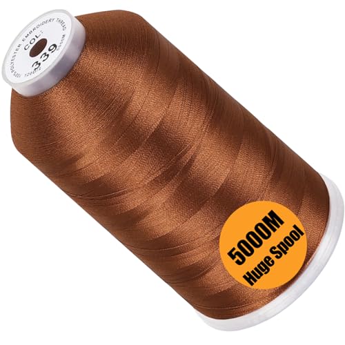 Image of New brothread - Single Huge Spool 5000M Each Polyester Embroidery Machine Thread 40WT for Commercial and Domestic Machines - Clay Brown