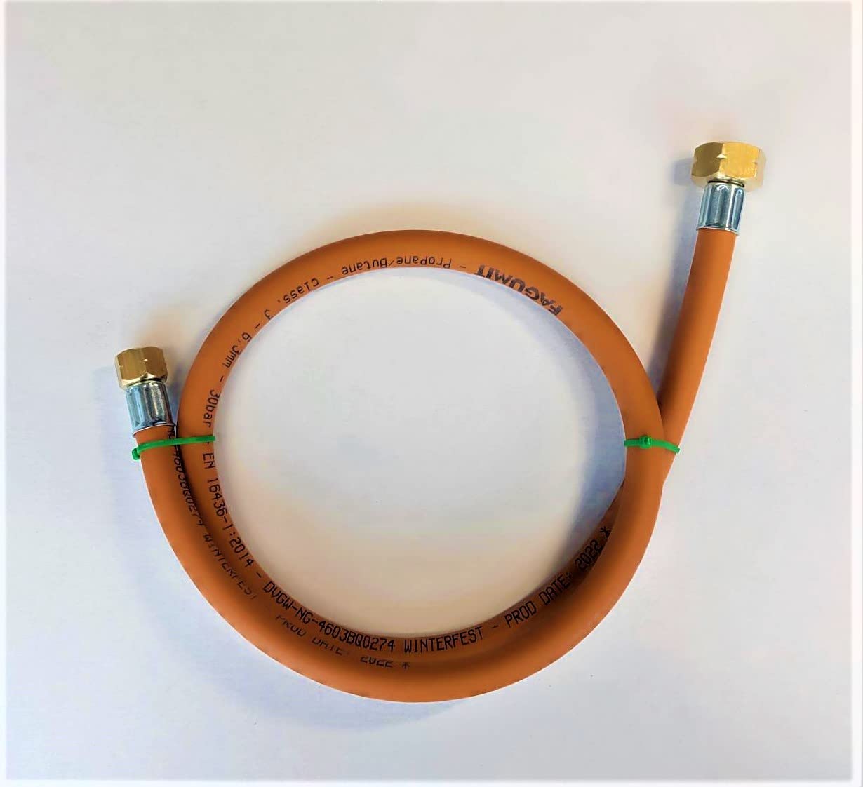 Propan Butan Umfüllschlauch Gasschlauch 80cm (0.8m) | 30 bar | Ø6.3mm | 21.8" - 3/8" Zoll LKS Anschluß | bis -30°C | Propangasschlauch | Gas Hose für Camping, Gasgrillgeräte