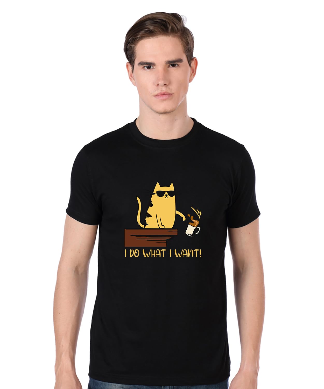 POP GENICGraphic Printed Savage Cat Funny Quotes Slogan 100% Cotton Regular Fit Unisex T-Shirt for Men & Women PG101