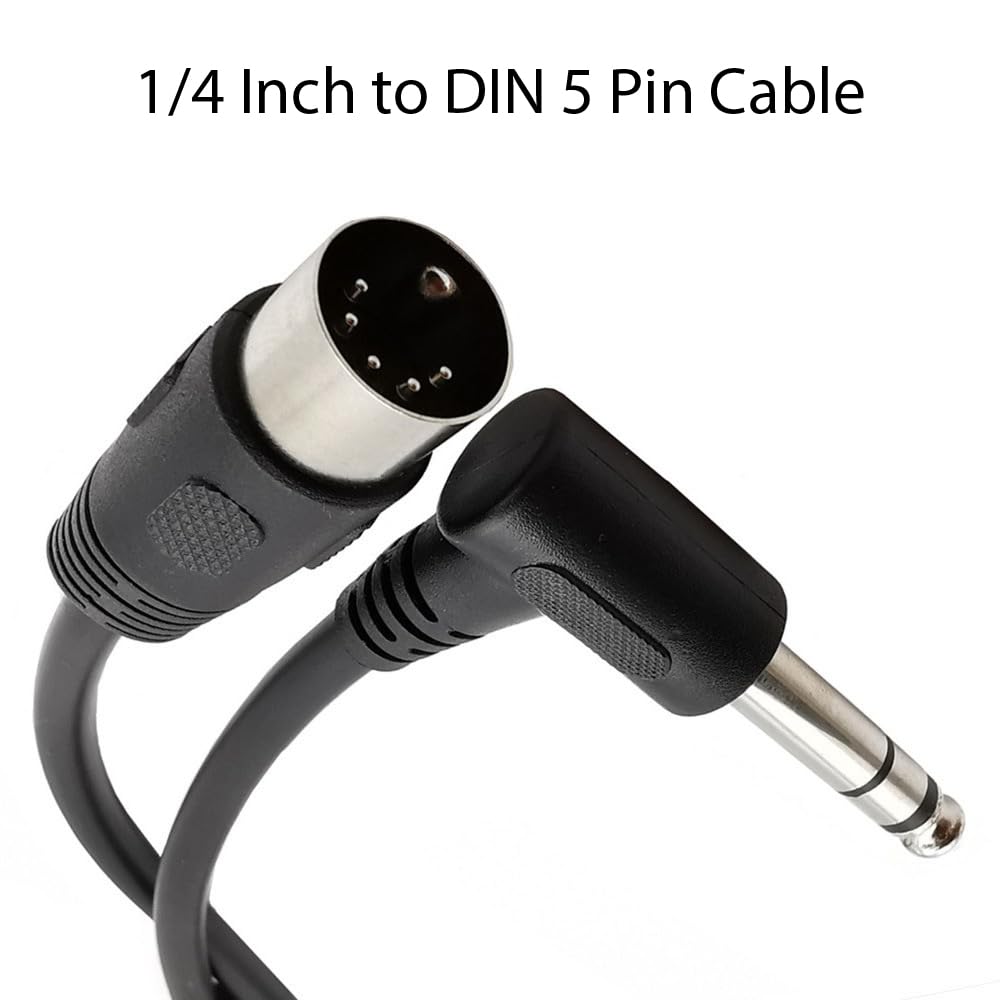 Hanprmeee 1/4 Inch to DIN 5 Pin Cable 90 Degree 6.35mm Male to MIDI 5Pin Male TRS Stereo Audio Cable for Speaker, Amplifier, Mixe, MIDI Keyboard etc (1.5M) - Image 4