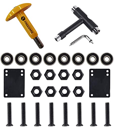 Freedare Bearings Snatcher Bearings Removal Tools Skateboard T Tools Skateboard Bearings 608 Abec-7 Skateboard Riser Pads, Skateboard Hardware Set(Yellow) #TOP20