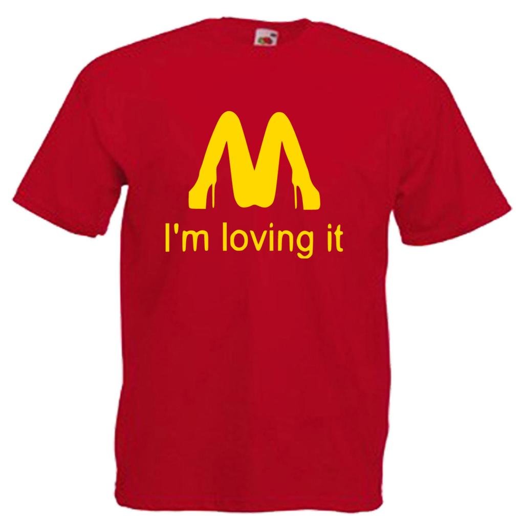 Shaniztoons Men's Red I'm Loving It Funny Rude T Shirt Small