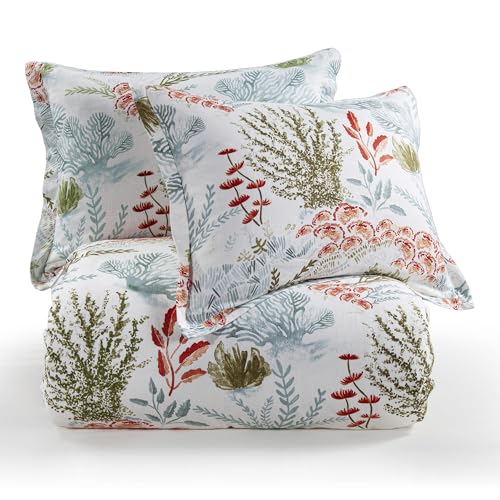 Image of HiEnd Accents Oceania 3 Piece King Coral Coastal Bedding Comforter Set