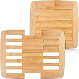 Yarlung 2 Pack Bamboo Trivet Expandable 9 Inch to 11.8 Inch, Square Hot Pad Trivet Wooden Heat Resistant Mat for Hot Dishes, Bowls, Plates, Pots and Pans, Tabletop Protection
