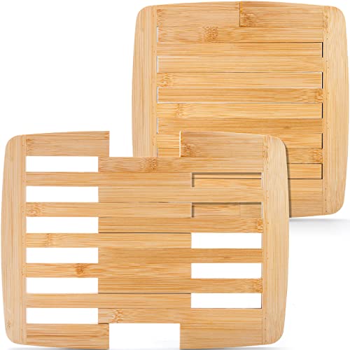 Yarlung 2 Pack Bamboo Trivet Expandable 9 Inch to 11.8
