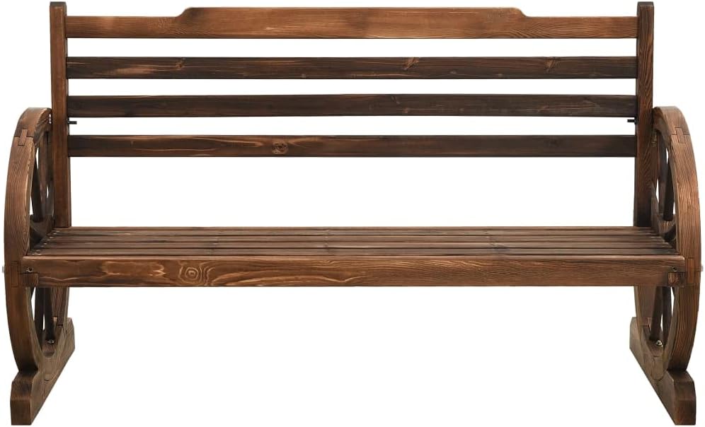 Bench Brown Solid Firwood Medium Fun Inlays Garden Bench,Solid Wood Garden Bench with Armrests Comfortable Outdoor Seating for Patio, Yard or Balcony Patio Furniture